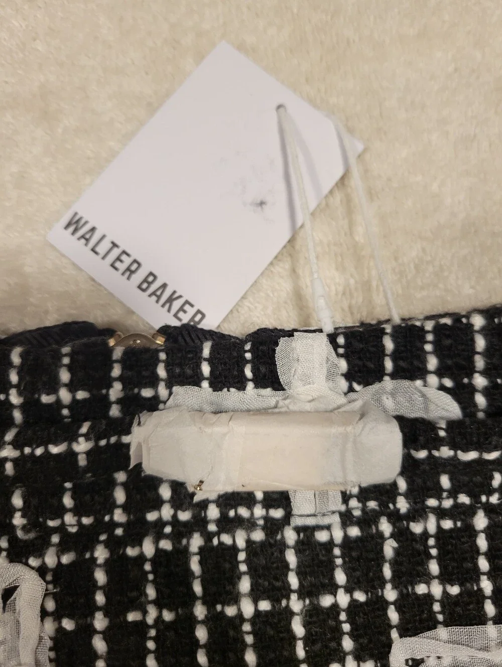 Walter Baker Daniella Black and White  Mini Skirt in Fleur Tweed, NWT